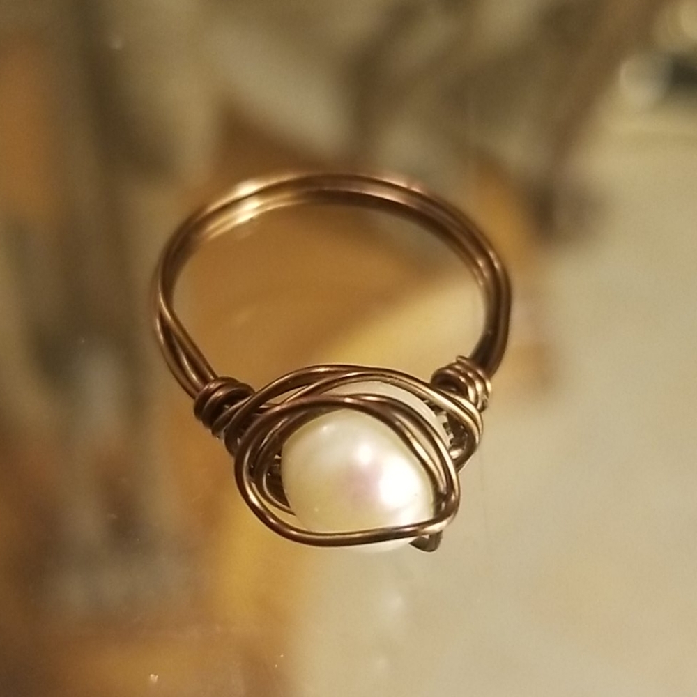 Real pearl wire wrapped ring PM 1355 - Picture 6 of 6